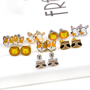 Pendientes <span class=keywords><strong>de</strong></span> acero inoxidable con diseño <span class=keywords><strong>de</strong></span> animales esmaltados <span class=keywords><strong>para</strong></span> mujer y niño, aretes pequeños, estilo moderno - Product Image 1