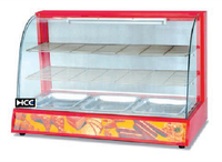 Vitrine chauffante en verre incurvé