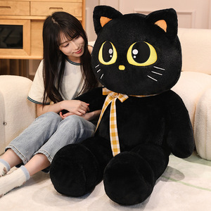 Peluche Gatto Nero Extra Large Super Morbido Imbottito in Cotone PP, Cuscino Confortevole con Grazioso Papillon per Dormire e Abbracciare (Unisex) - Product Image 6