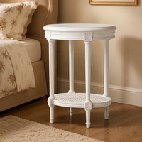 Table d'appoint en bois massif sculpté, style vintage, avec rangement en rotin, pour salon, chambre à coucher, meubles de maison