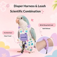 Harnais léger et coloré imprimé pour oiseaux, avec couche anti-éclaboussures et anti-salissures, laisse de promenade quotidienne pour perroquet, ensemble complet