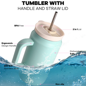 Vaso Térmico de Acero Inoxidable de Doble Pared y Gran Capacidad (50oz) con Asa, Libre de BPA, para Oficina - Product Image 2