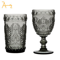Vendeur chaud 2023 violet champagne verre à vin tasses vintage gobelets roses en relief coloré eau et jus tasses en verre