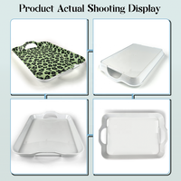 Plateaux de service rectangulaires en plastique blanc personnalisables et imprimables Prosub avec poignées, pour la table et la vaisselle, sublimation