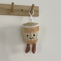 Porte-clés en peluche Jellycats Heart Latte Art Coffee Cup, décoration de voiture, adorable personnage de dessin animé, poupée de machine à griffes, jouet en peluche, pendentif de sac à dos
