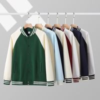 Blouson de baseball unisexe en coton léger et doux, style universitaire décontracté, printemps-automne, avec boutons-pression et blocs de couleur, vente en gros