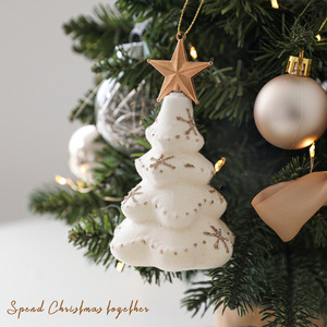 <b>Christmas</b> <b>Flocked</b> Mini <b>Tree</b> Ornaments with Gold Top Star Hanging Xmas <b>Tree</b> Pendants for Holiday Table Decor - Product Image 4