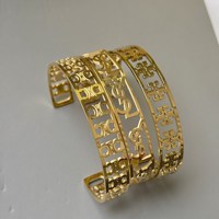 Bracelet ouvert creux rétro en acier inoxydable plaqué or 18 carats pour femme, tendance, étanche, grande marque, luxe léger, marque FANKE