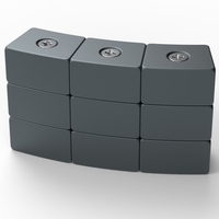 Magnet Neodymium Segmen Ubin Lengkung N42 untuk Penggunaan Industri, Tahan Suhu Tinggi, Berlapis Epoxy, Countersink M3x2 Kedua Sisi