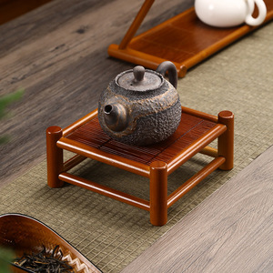 Bandeja de té de bambú cuadrada, soporte de té de bambú con diseño de rejilla para tetera, accesorio para la ceremonia del té - Product Image 1