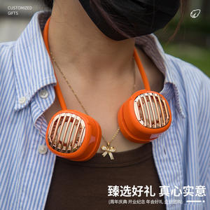 พัดลมคล้องคอแบบพกพา พร้อมชุดแก้วกาแฟ แบตเตอรี่แบบชาร์จได้ เหมาะสำหรับเป็นของขวัญทางธุรกิจ รับสกรีนโลโก้ - Product Image 3