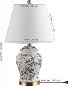 Simig <span class=keywords><strong>Penelope</strong></span> 22 "hiện đại chinoiserie LED bảng đèn màu Xám/trắng với E26 LED bóng đèn cơ thể gốm cho phòng ngủ phòng khách - Product Image 4