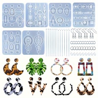 Un ensemble de 306 pièces de boucles d'oreilles moule en silicone bricolage, accessoires décoratifs de pendentif d'art de coulée de résine fabriqués à la main