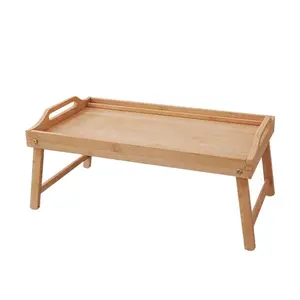 Holztisch für das Bett Bambustisch Betttablett Bett Laptop-Schreibtisch mit Klappbeinen Essen Servieren Laptop-Computer-Tischtablett