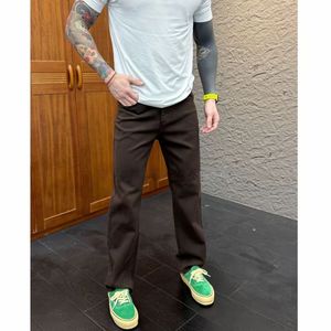 Jean en denim bleu glace délavé et déchiré pour homme, coupe stretch, taille mi-haute, style décontracté streetwear, vente en gros - Product Image 1