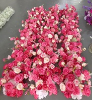 LFR01 Arrangements floraux artificiels personnalisés, chemin de table en roses rouges, fleurs artificielles en soie, chemin de table pour décoration de mariage