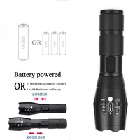 Lampe torche tactique populaire en alliage d'aluminium, zoomable, LED au lithium 18650, pour le camping en plein air, lumière puissante, longue durée de vie de la batterie, IP65