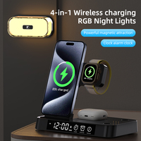 Produit le plus vendu, cadeau, logo personnalisé, lampe de nuit pliable de bureau 15W, lampe colorée, chargeur sans fil 4 en 1 avec réveil A37