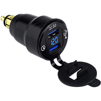 Adaptateur en aluminium DIN Hella USB Plug à double chargeur USB avec voltmètre LED étanche pour motos BMW Ducati 12V/24V