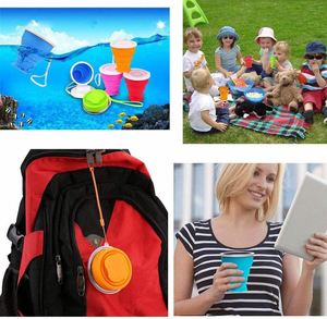 Gobelets pliables de voyage avec logo personnalisé, 7 oz, en plastique en vrac avec couvercle sans BPA, gobelet à eau pliable en silicone pour le sport, le camping et les activités de plein air - Product Image 2