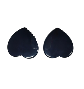 OEM Natural Obsidian Crystal Heart Gua Sha Plate Serrated Edge Facial Skin Scraping Tool Lymphatic Drainage Face Massage Stone - Product Image 1