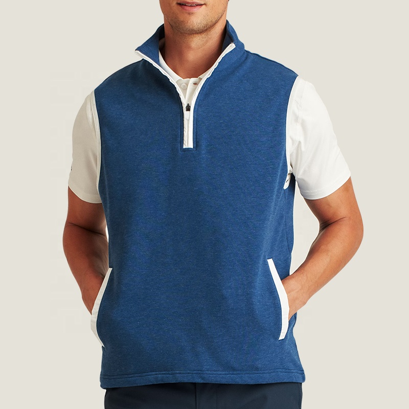 Custom Logo Embroidery Breathable Golf Zip Vest Knitted Sleeveless Vest Jacket Golf Wear Men's Vests