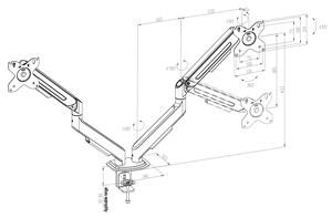 Ergonomía moderna Resorte mecánico Montaje de <span class=keywords><strong>monitor</strong></span> de <span class=keywords><strong>doble</strong></span> <span class=keywords><strong>brazo</strong></span> Carga 9kgs Soporte de pantalla de computadora LCD Soporte de soporte 9kgs - Product Image 6