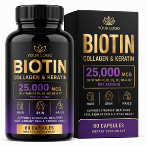 Suplemento de Biotina y Colágeno Natural ODM para Mejorar la Deficiencia Nutricional, Fortalecer el Cabello y las Uñas, Nutrir el Cuerpo, Cápsulas de Queratina y Vitaminas - Product Image 1