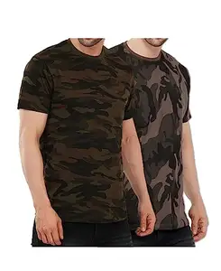 Kualitas tinggi disesuaikan Logo cetakan grosir pria 100% katun dewasa Camo Tee lengan pendek T-Shirt