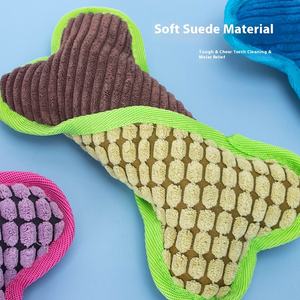 Mainan kunyah Anjing ramah lingkungan tahan lama Model tulang mewah melengking dengan tepi beludru jagung mengurangi kebosanan pendamping hewan peliharaan - Product Image 4