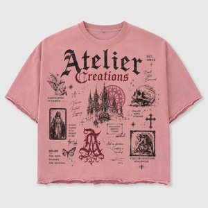 Camiseta Personalizada de 300 GSM, 100% Algodón, Color Rosa Deslavado, con Gráficos, Corte Holgado, Estilo Grunge Urbano para Hombre - Product Image 1