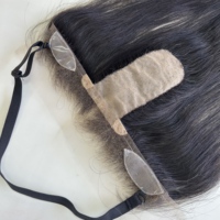 Topper en cheveux humains 100% naturel, noir naturel, indétectable, pré-épilé, avec dessus en soie en forme de T, nœuds blanchis, fermeture frontale et ligne de cheveux en dentelle HD