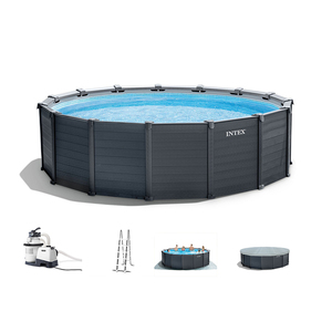 Piscine hors sol ronde <span class=keywords><strong>Intex</strong></span> 26384, piscines en PVC graphite, 478x124 cm, divertissement aquatique en plein air - Product Image 2