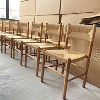 Chaise de salle à manger en bois de style nordique, nouveau design, avec dossier en corde tressée, idéale pour la location événementielle et les mariages