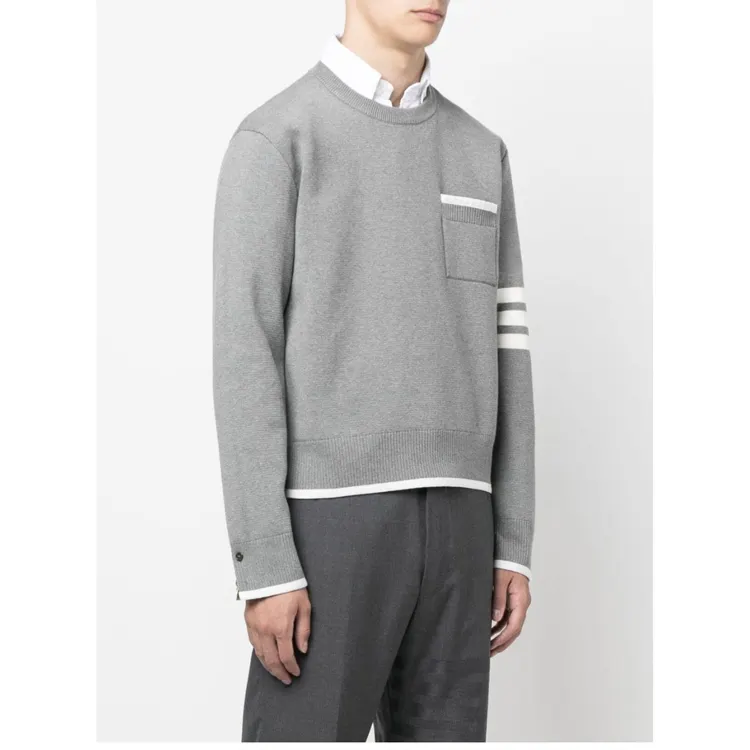 Custom Logo Neck Loose Knitted Long Sleeve Luxury Sweaters For Man Men