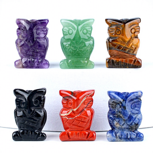 Adorno de Búho de Cristal de Piedra Natural de 1 Pulgada, Miniatura para Escritorio, <span class=keywords><strong>Paisaje</strong></span>, Ágata Pulida Tallada, Marca Jinhua - Product Image 2