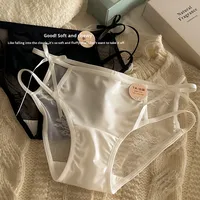 Culotte taille haute Tiansheng Delicate 7A en nylon antibactérien, entrejambe en soie glacée, maille transparente tricotée, style Pure Desire