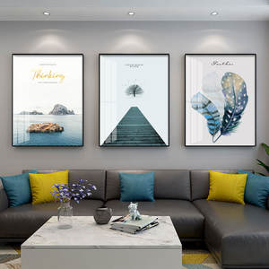 Moderne simple salon <span class=keywords><strong>triptyque</strong></span> canapé fond mur <span class=keywords><strong>peinture</strong></span> décorative style scandinave cristal porcelaine art mural - Product Image 4