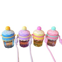 Bouteille Isotherme Portable pour Enfants en PC, Motif Gâteau Dessin Animé, Anti-fuite, Isolation Thermique 0-6 Heures, Sans BPA, Écologique, pour l'Extérieur