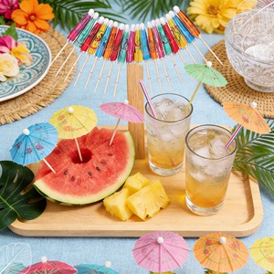 Craft Paper Umbrella Tags Cocktail Decorations Watermelon Pineapple Flamingo Party Supplies Disposable Fruit Tags - Product Image 2