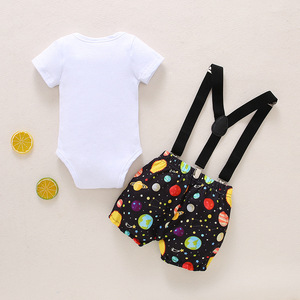 Vêtements pour bébé garçon de 1 an, ensembles de 2 pièces, imprimé étoiles de dessin animé, barboteuses pour bébé - Product Image 5