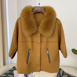 Vente <span class=keywords><strong>en</strong></span> gros Cardigan d'automne <span class=keywords><strong>en</strong></span> <span class=keywords><strong>laine</strong></span> tricoté avec col amovible <span class=keywords><strong>en</strong></span> fourrure véritable, chandails faits à la <span class=keywords><strong>main</strong></span> <span class=keywords><strong>en</strong></span> <span class=keywords><strong>laine</strong></span> à fermeture éclair courts et doux personnalisés pour femmes - Product Image 2