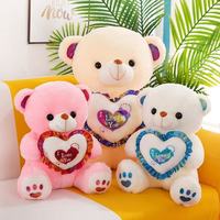 Jouets en peluche personnalisés, ours en peluche lumineux à LED qui brillent dans le noir, jouets en peluche en gros, ours en peluche musical, Saint-Valentin CPC