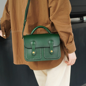 Bolso de Hombro Vintage Hecho a Mano para Mujer, Cuero Vacuno Verde, Tipo Cubierta Cuadrada Horizontal, Cosido a Mano, para Uso Diario - Product Image 3