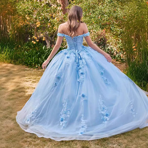 Vestido de Quinceañera Mumuleo Moderno Ombro a Ombro Ouro Rosé com Bordado Metálico Vestido de Baile Personalizável para Noiva Vestido de 15 Anos - Product Image 4
