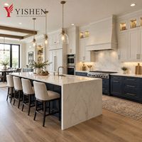 Fournisseur d'armoires de cuisine sur mesure, armoires modulaires en bois modernes avec îlot central et ensembles de rangement pour maisons neuves et projets de rénovation