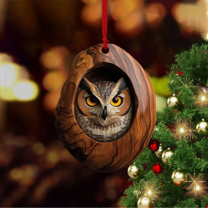 Acrylique fait à la main écologique style <span class=keywords><strong>européen</strong></span> ornements de noël hiboux koala raton laveur lapin pendentif pour arbre de noël - Product Image 4