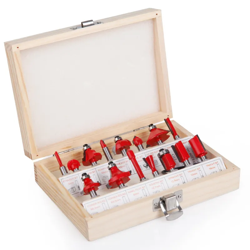 15 Stk. Router-Bits-Set Werkzeugsatz mit Tragehülle Holzbearbeitungswerkzeuge Router-Bits Fräser für Holz Router-Bits für Holz