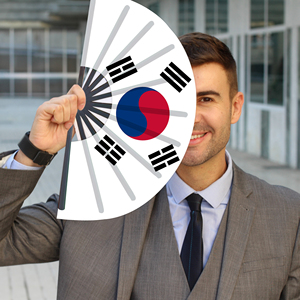 Abanicos Plegables de Bambú con la Bandera de Corea del Sur al por Mayor, Abanico de Mano para Carnaval, Boda, Festival, Fiesta, Agencia de Viajes - Product Image 1