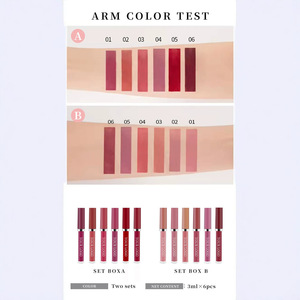 ชุดลิปสติกเนื้อแมทแบบน้ำ 6 ชิ้น กล่องของขวัญ ชุดเครื่องสำอางติดทนนาน สีสันไม่เลอะติด คอลเลคชั่นสีลิปสติก - Product Image 4